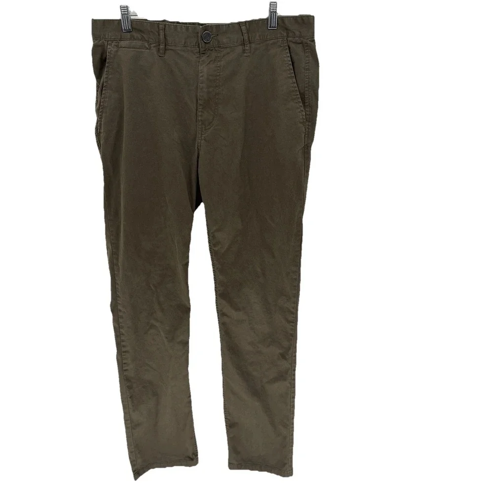 M Collection By Michael Strahan Olive‎ Green Straight Fit Chino Preppy Men 34x31